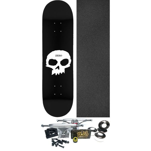 Zero Skateboards Single Skull Skateboard Deck - 8.5" x 32.5" - Complete Skateboard Bundle